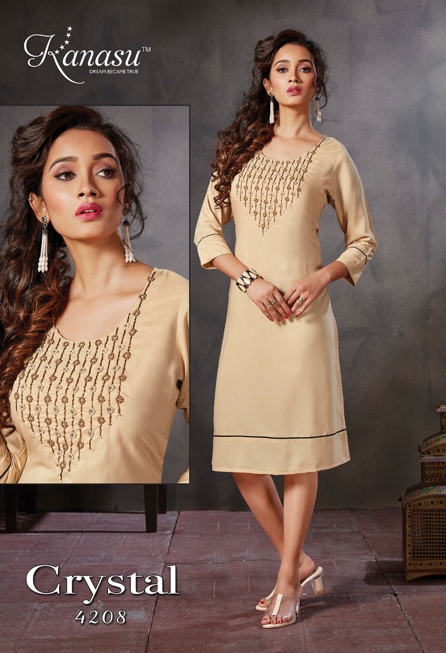 Kanasu Crystal Latest Fancy Designer Casual Wear Viscose Kurti Collection  